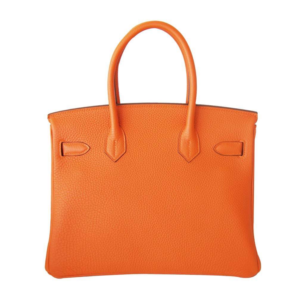 Hermes Birkin Bag Orange Togo Leather Travel Bag