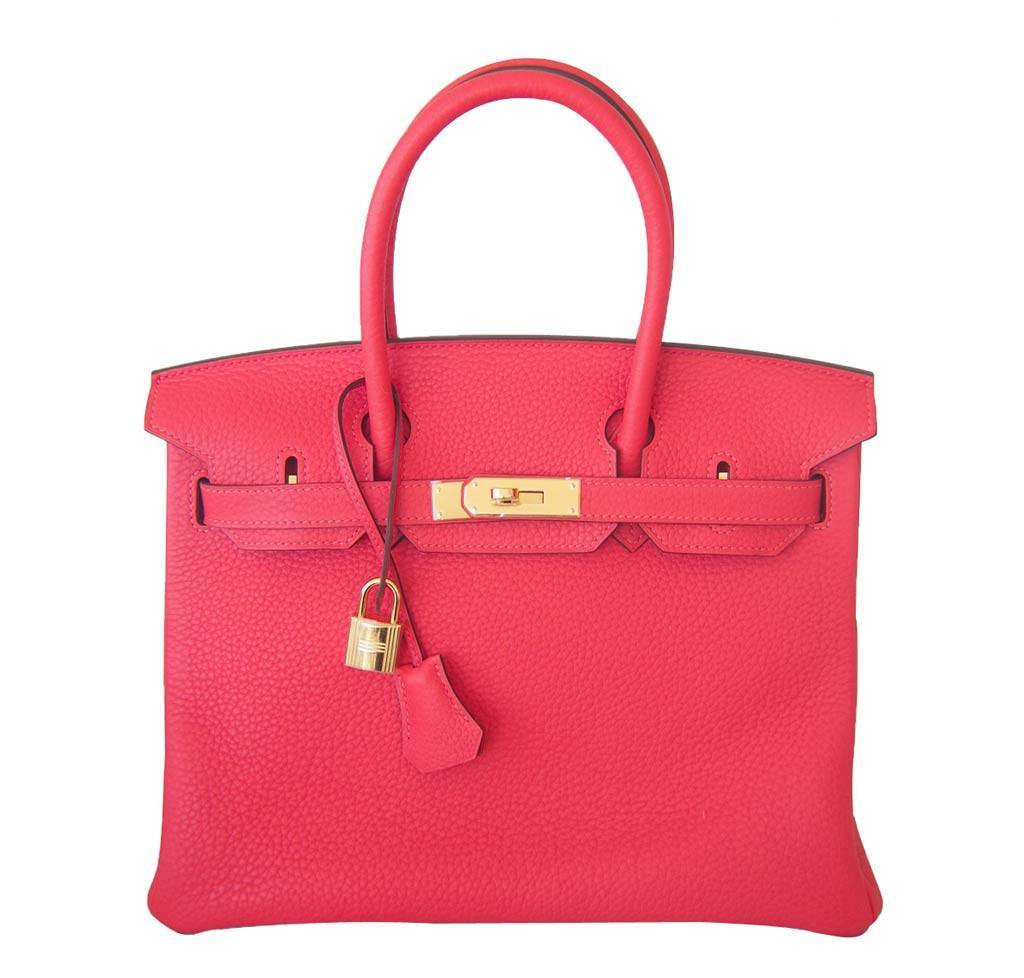 Hermes Birkin Rouge Pivoine Clemence Bag Travel Bag