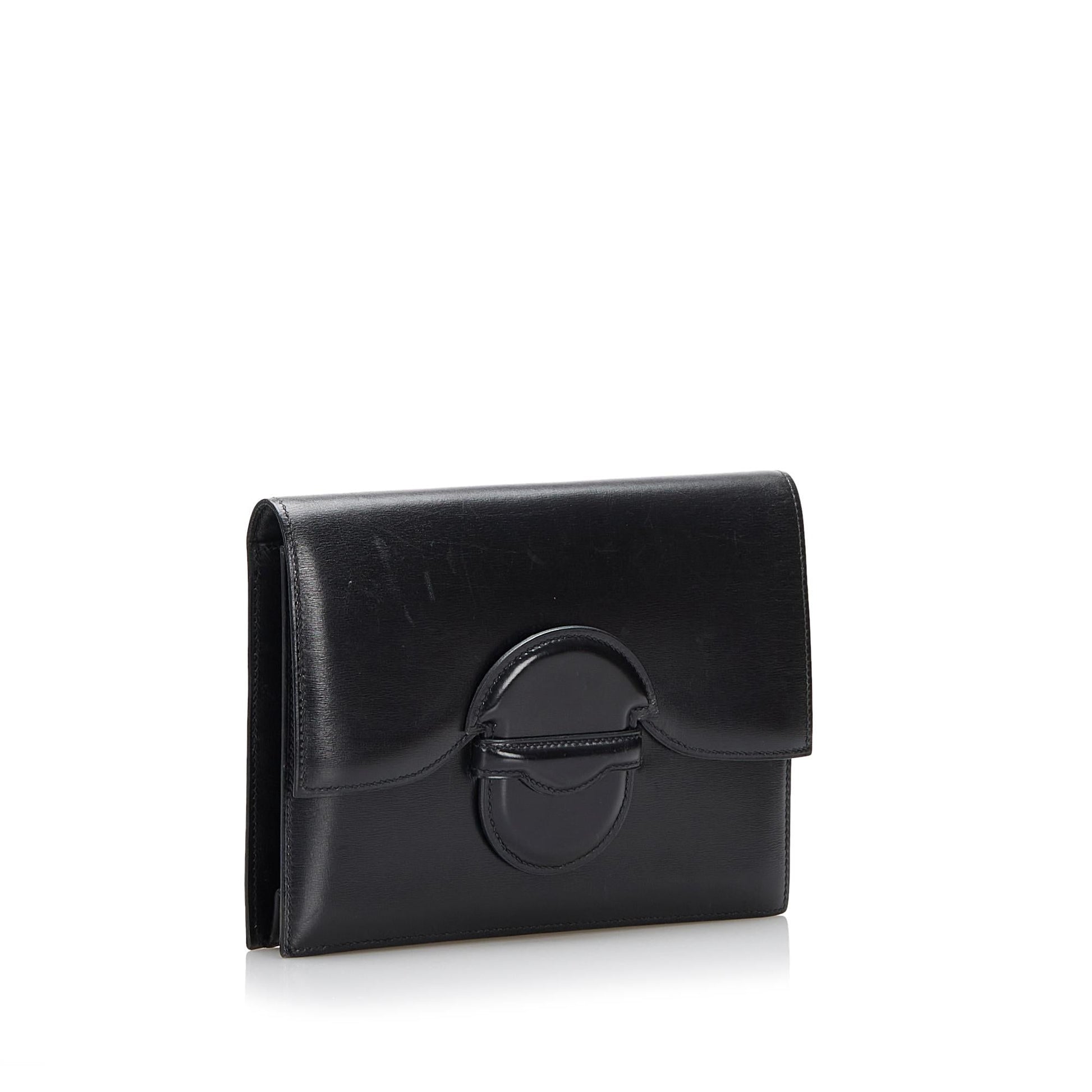 Hermes Luxury Box Calf Clutch Bag (Shg Tvrjo Leather