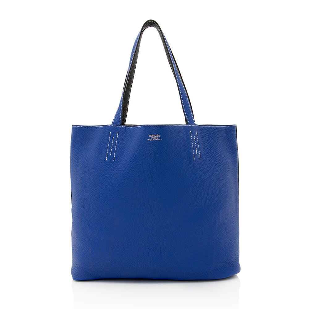 Hermes Luxury Clemence Double Sens Tote (Shf ) Leather Tote Bag