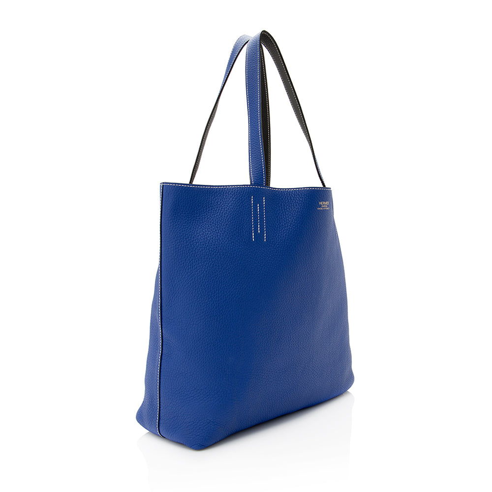 Hermes Luxury Clemence Double Sens Tote (Shf ) Leather Tote Bag