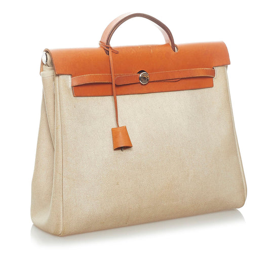 Hermes Luxury Herbag Satchel (Shg ) Canvas Travel Bag