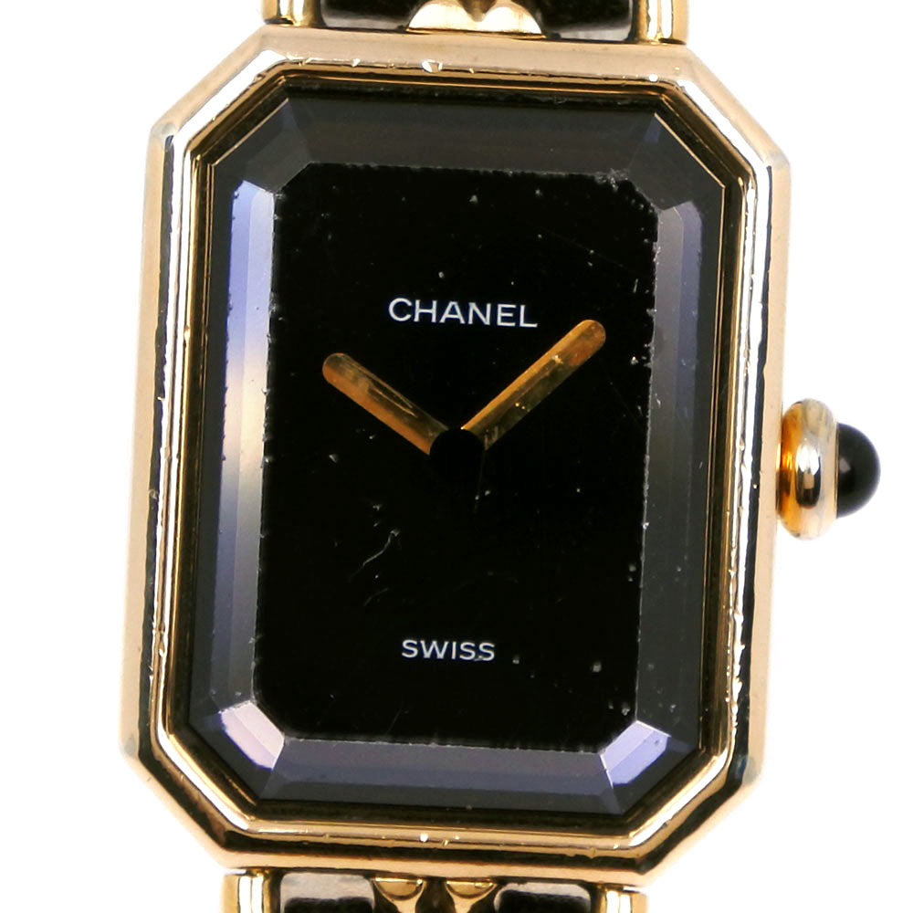 Chanel Premiere L Watch Gold Plated Leather Quartz Bag