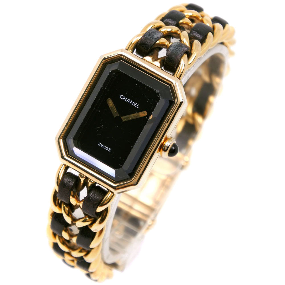 Chanel Premiere L Watch Gold Plated Leather Quartz Bag