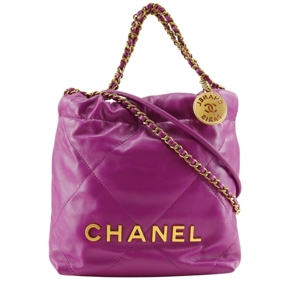 Chanel Calfskin purple 2WAY 22 Shoulder Bag