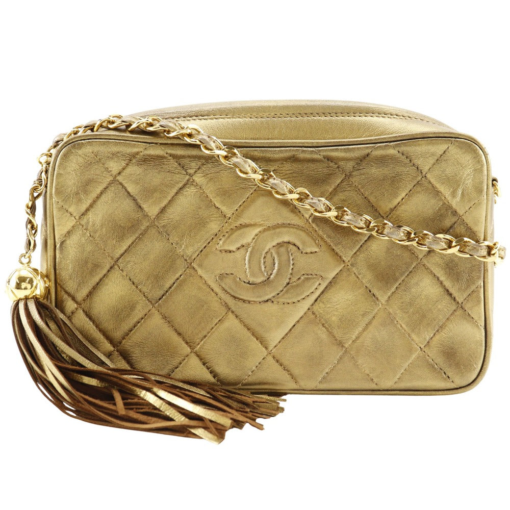 Chanel lambskin Matrasse Fringe ChainShoulder Gold Jewelry