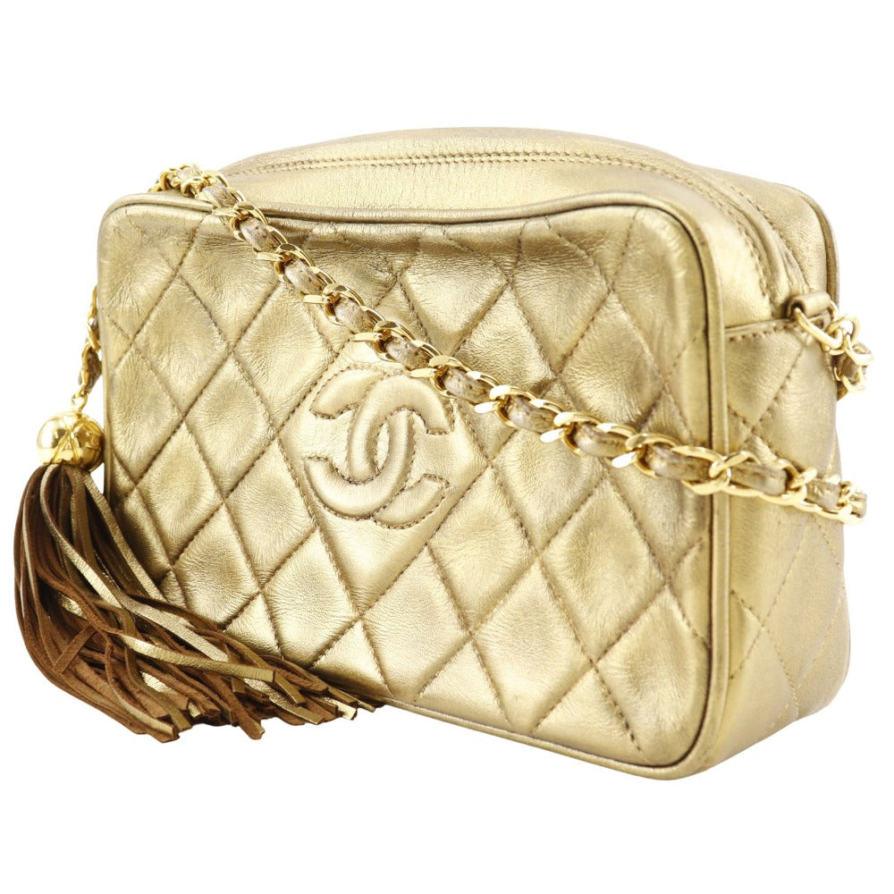 Chanel lambskin Matrasse Fringe ChainShoulder Gold Jewelry