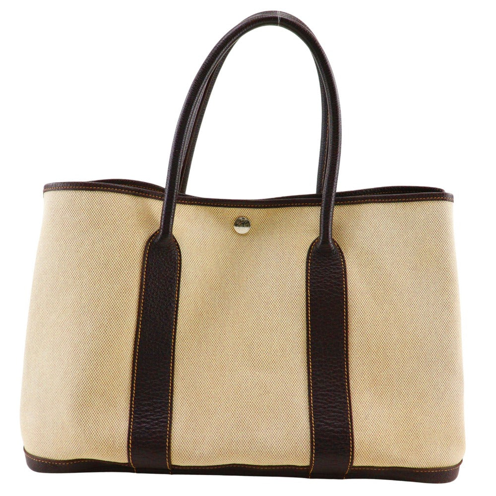 Hermes Tote Bag Tower Ash Garden Party Pm Women Brown Beige