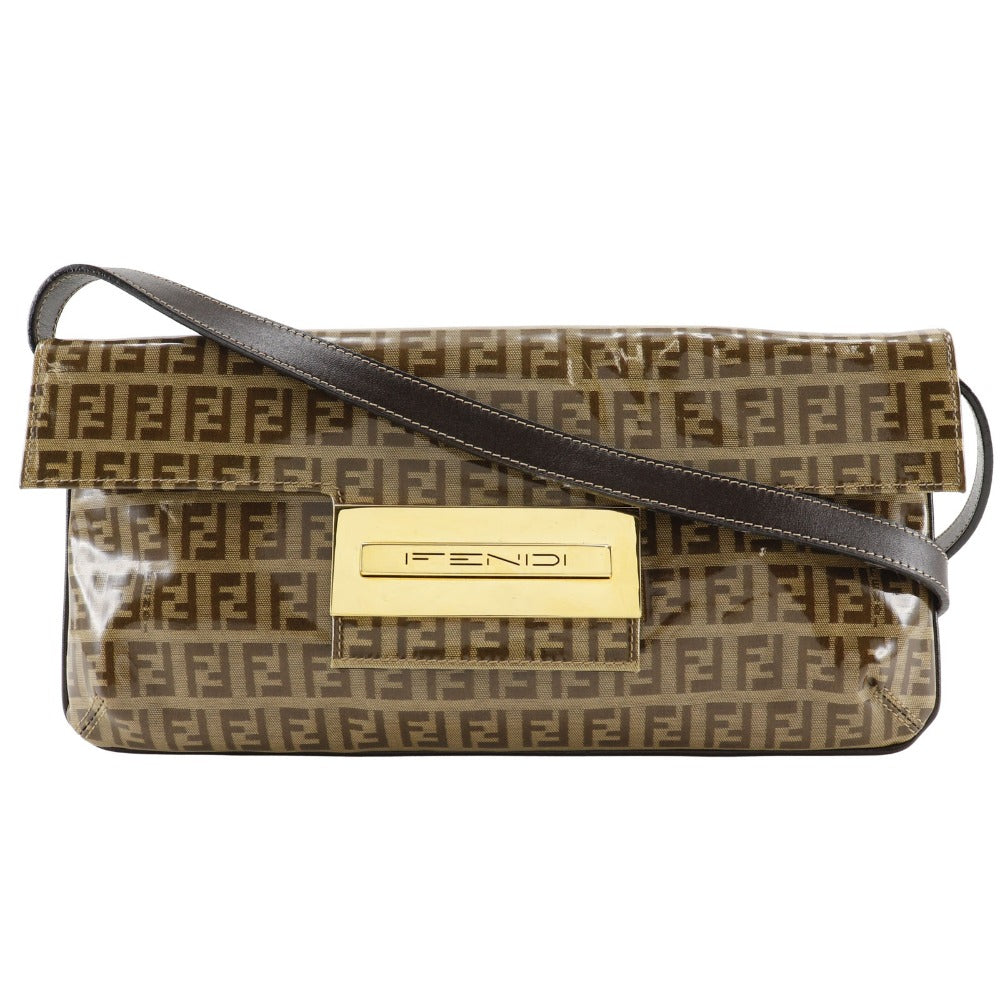 Fendi Shoulder Bag Plastics Zucchino Mamma Brown Bucket