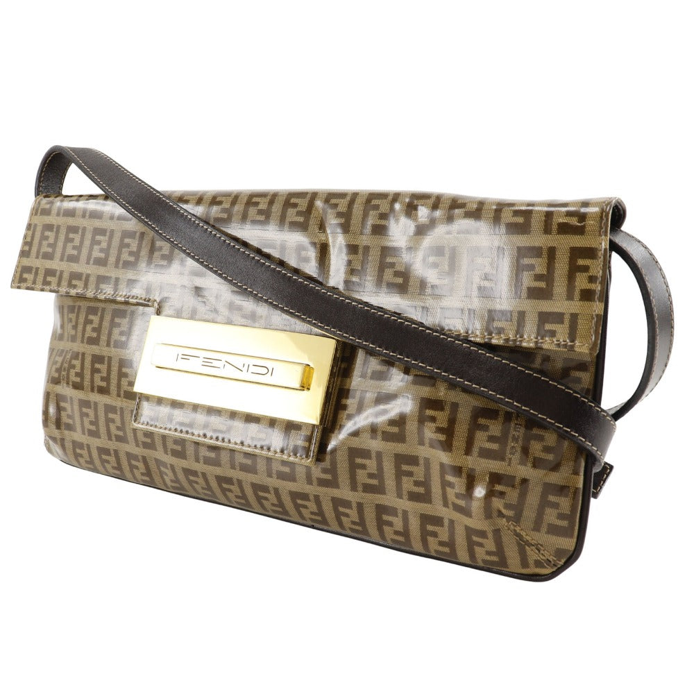 Fendi Shoulder Bag Plastics Zucchino Mamma Brown Bucket