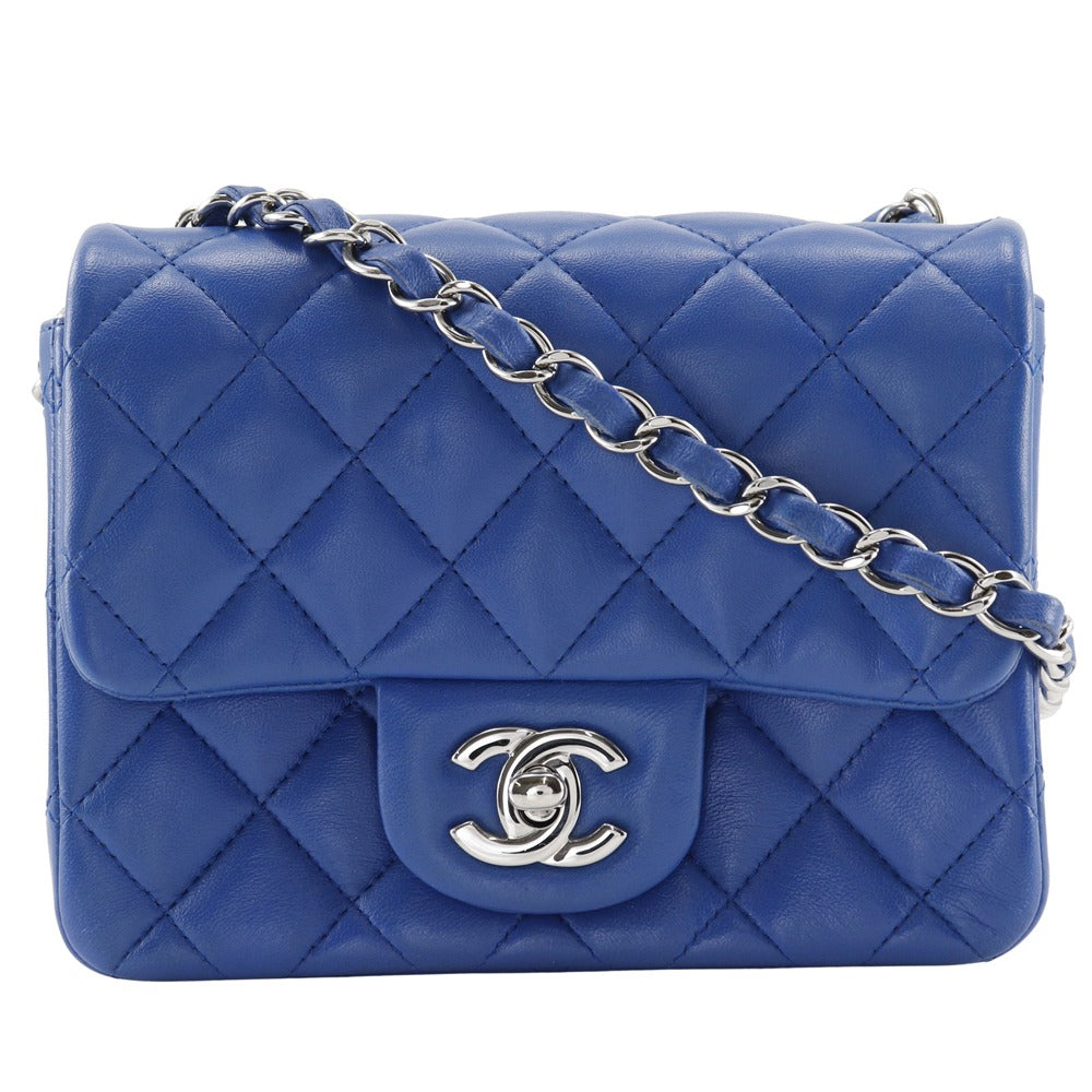 Chanel lambskin Matrasse ChainShoulder Blue Shoulder Bag
