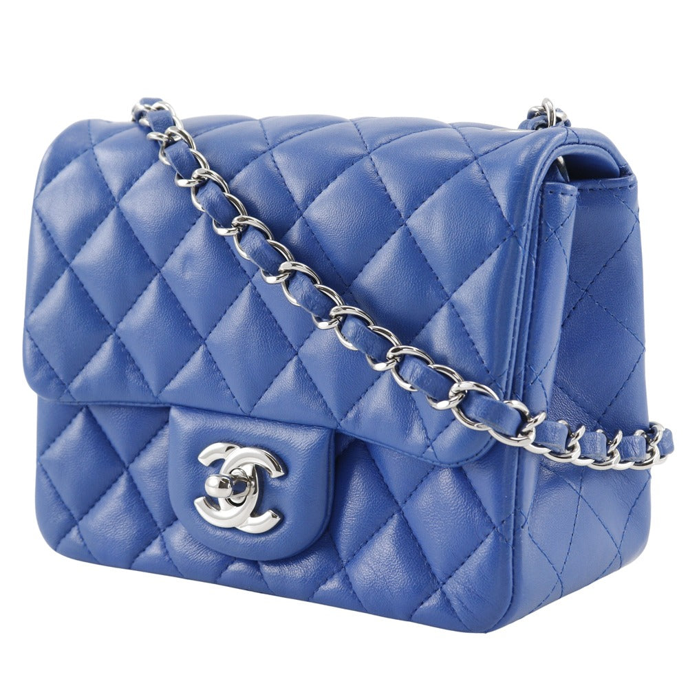 Chanel lambskin Matrasse ChainShoulder Blue Shoulder Bag