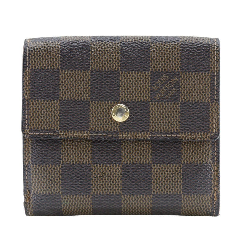 Louis Vuitton Bifold N61652 Damier W Hook Canvas Brown Wallet Case