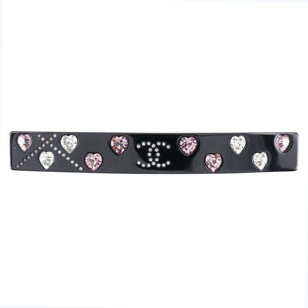 Chanel Coco Mark Heart Barrette Plastic Rhinestone