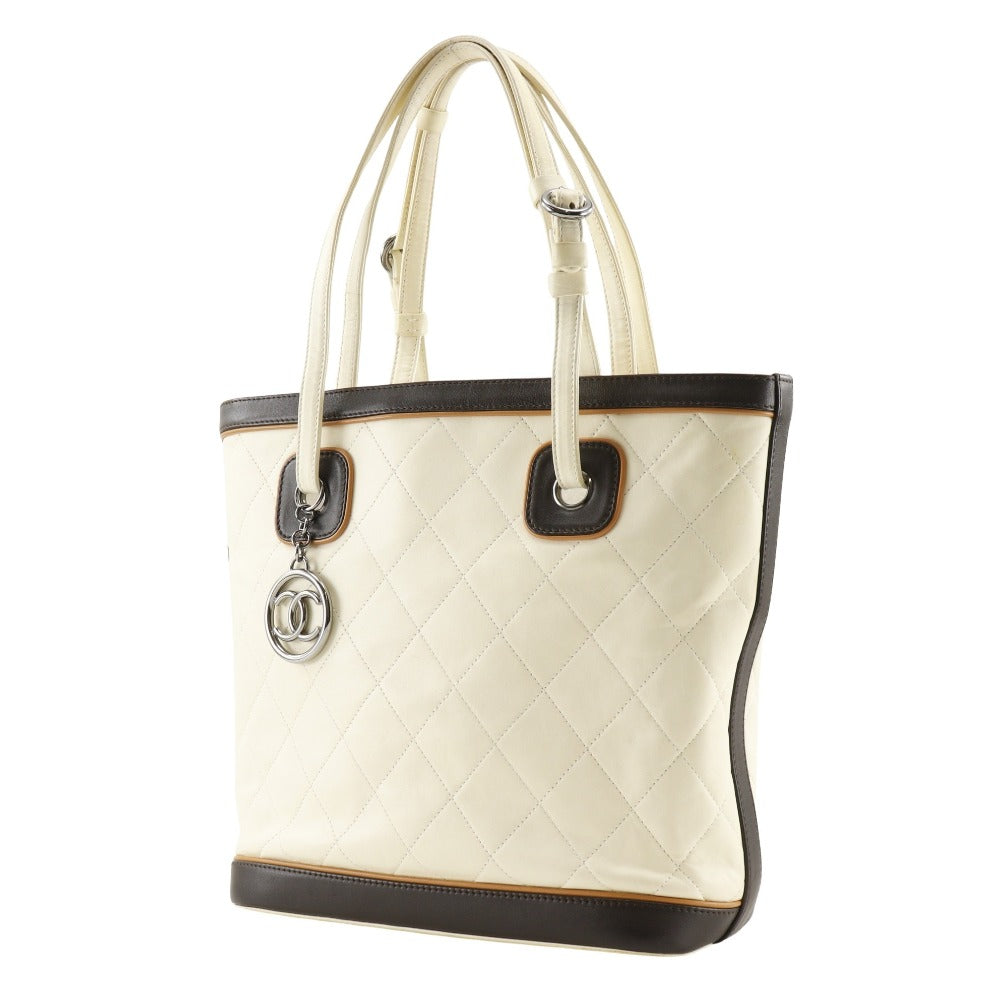 Chanel Calfskin Coco Charm Matrasse Ivory Key Chain
