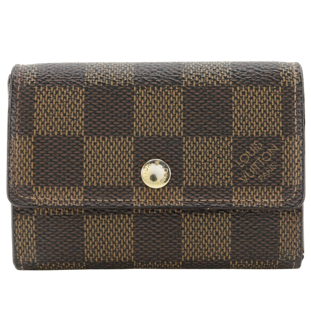 Louis Vuitton Coin N61930 Damier Portonet Plat Canvas Brown Handbag