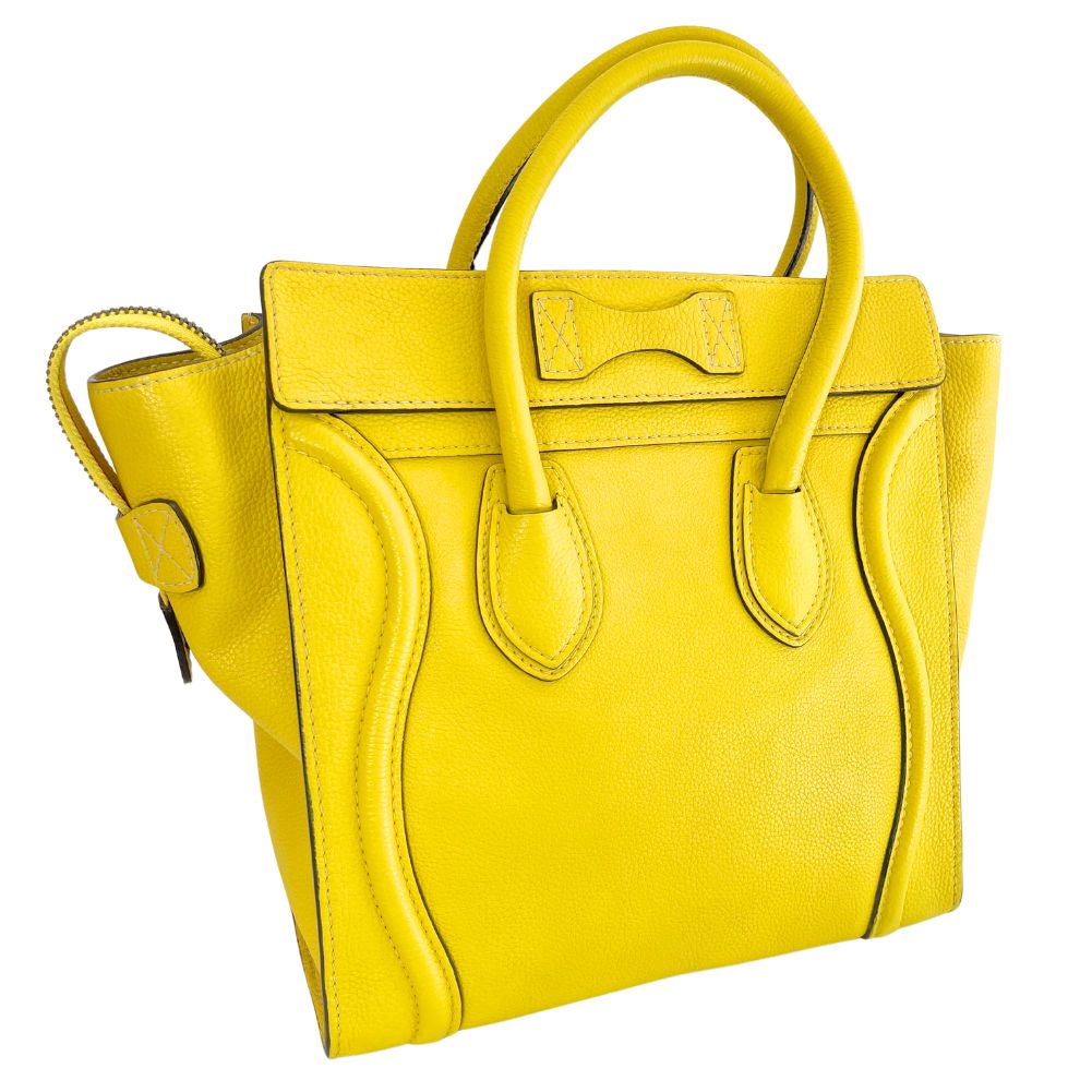 Yellow Micro Shopper Luggage Women Leather Travel Bag
