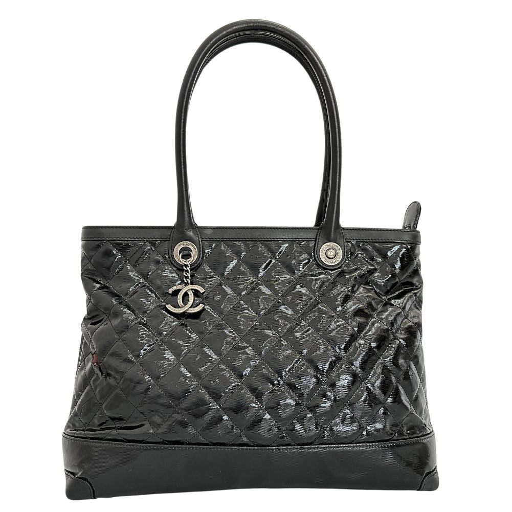 Chanel Patent Cambon Matrasse Black Leather Tote Bag