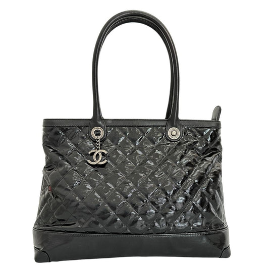 Chanel Patent Cambon Matrasse Black Leather Tote Bag