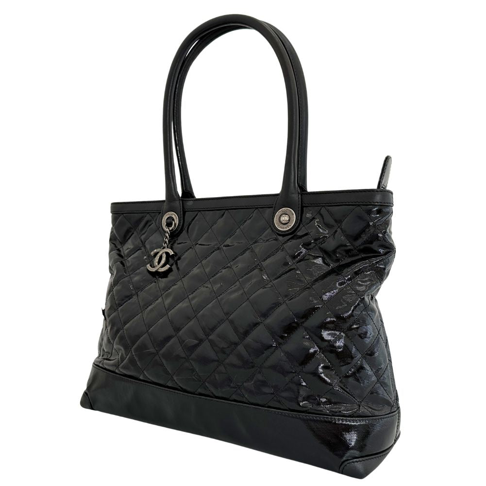 Chanel Patent Cambon Matrasse Black Leather Tote Bag