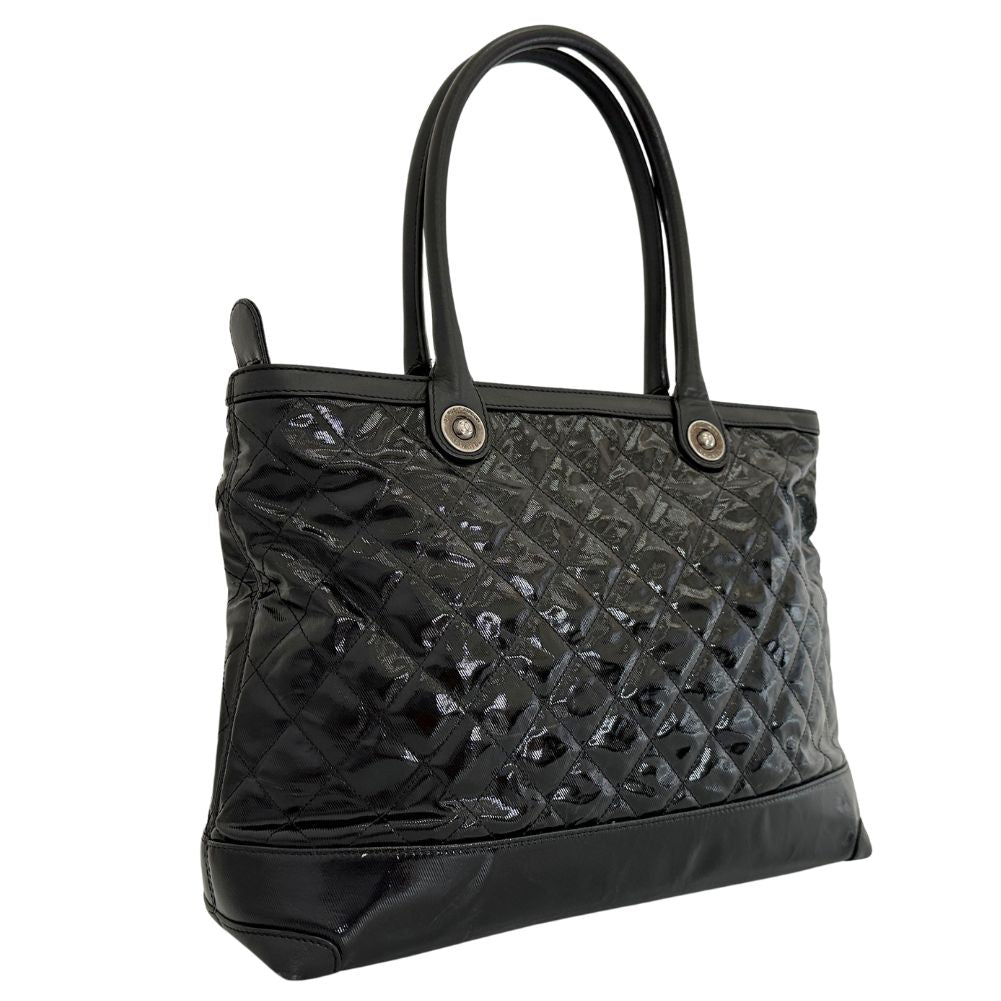 Chanel Patent Cambon Matrasse Black Leather Tote Bag