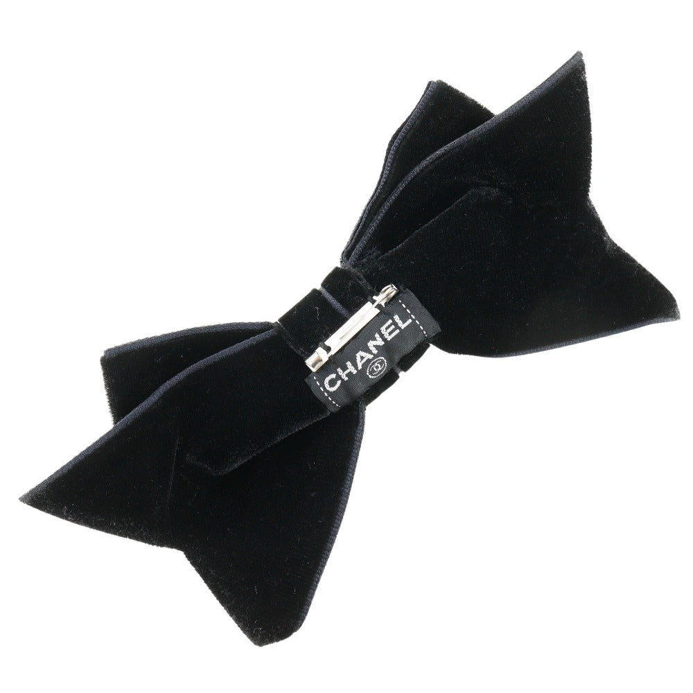 Chanel Brooch Velor ribbon Black Handbag