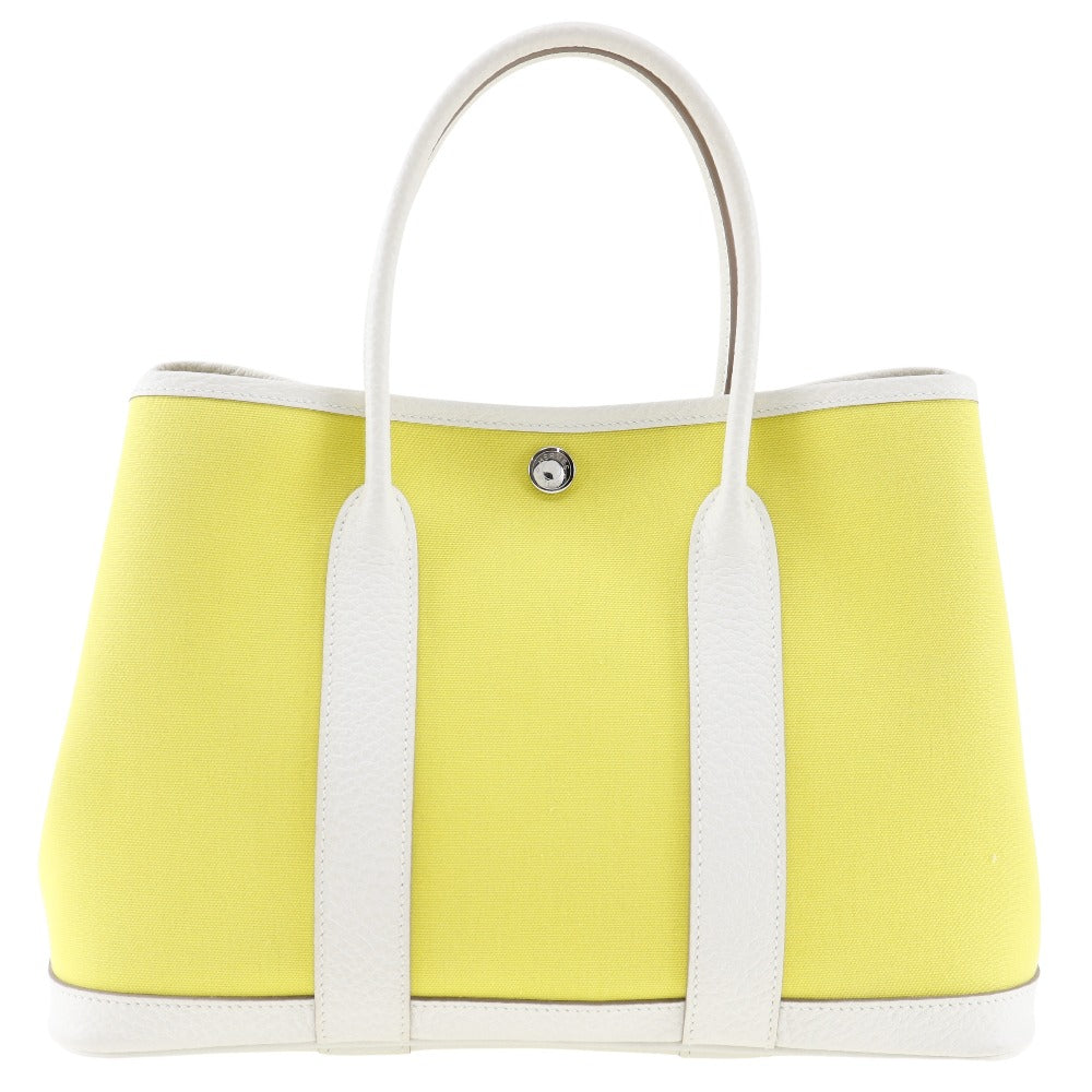 Hermes Handbag Toile Officier Country Garden Party Tpm Yellow Travel Bag