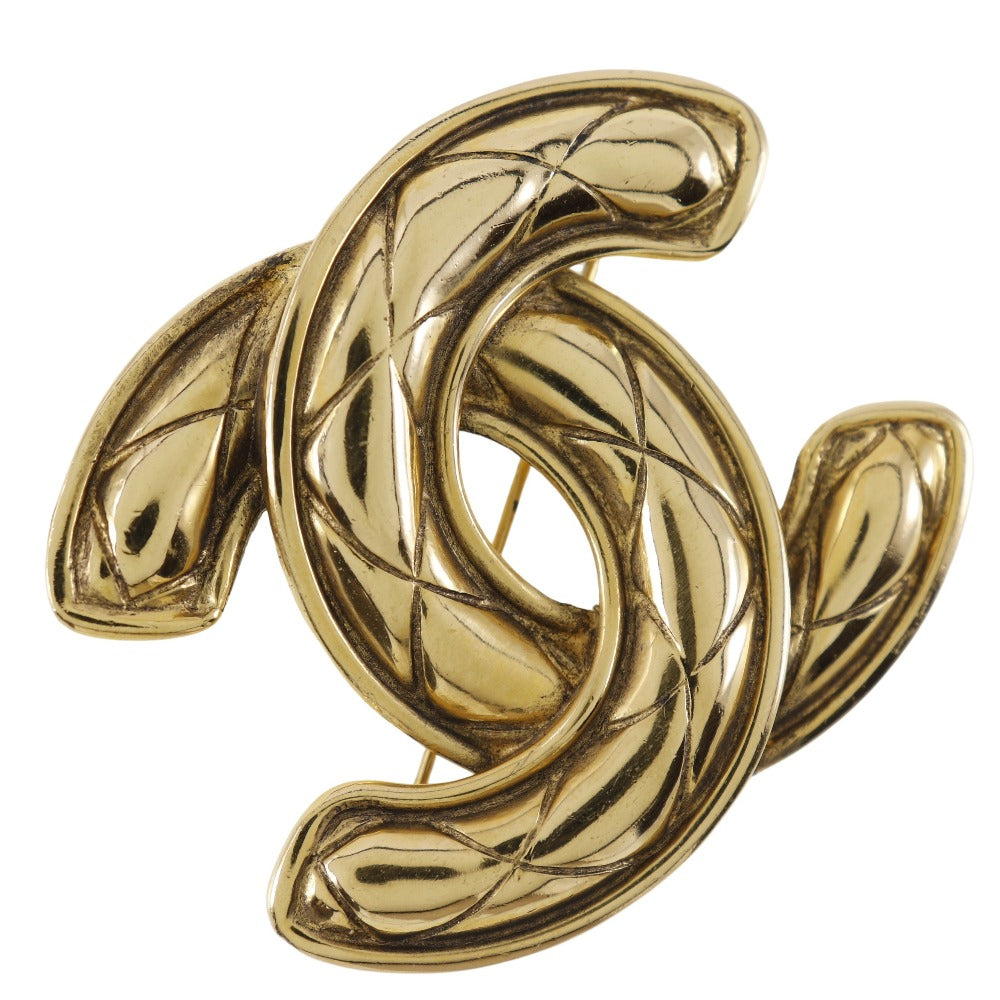 Chanel Brooch Plated Matrasse COCO Mark Gold Handbag 2