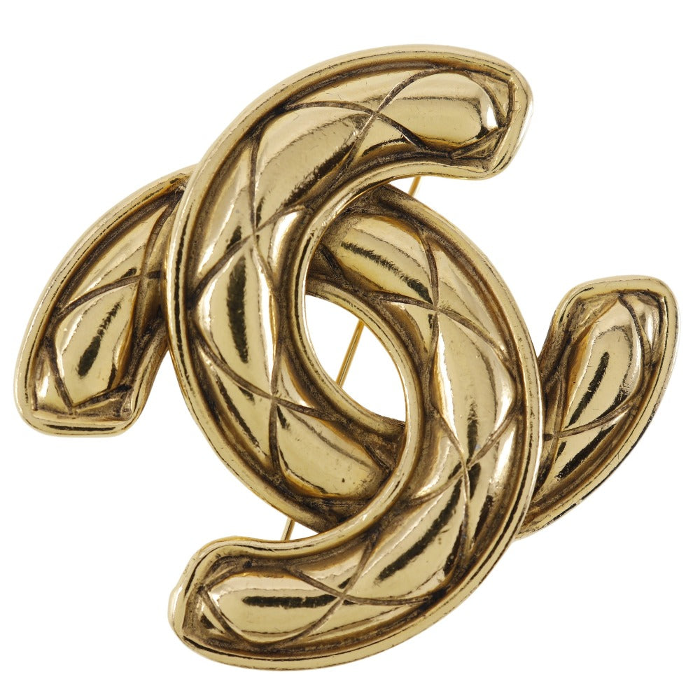 Chanel Brooch Plated Matrasse COCO Mark Gold Handbag