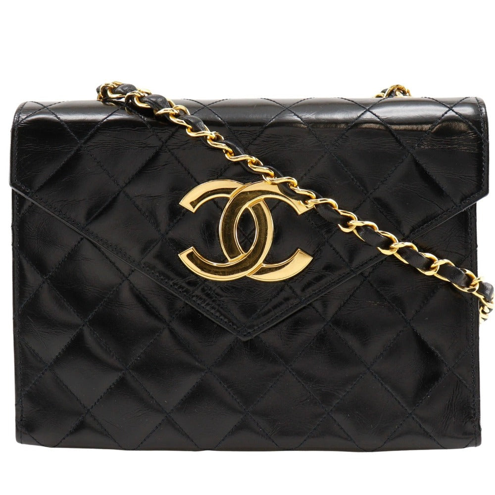 Chanel enamel Decacoco Matelasse ChainShoulder Black Shoulder Bag