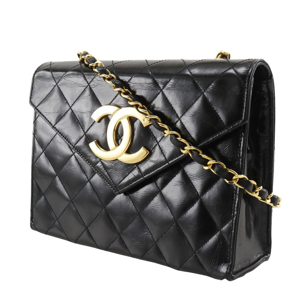 Chanel enamel Decacoco Matelasse ChainShoulder Black Shoulder Bag