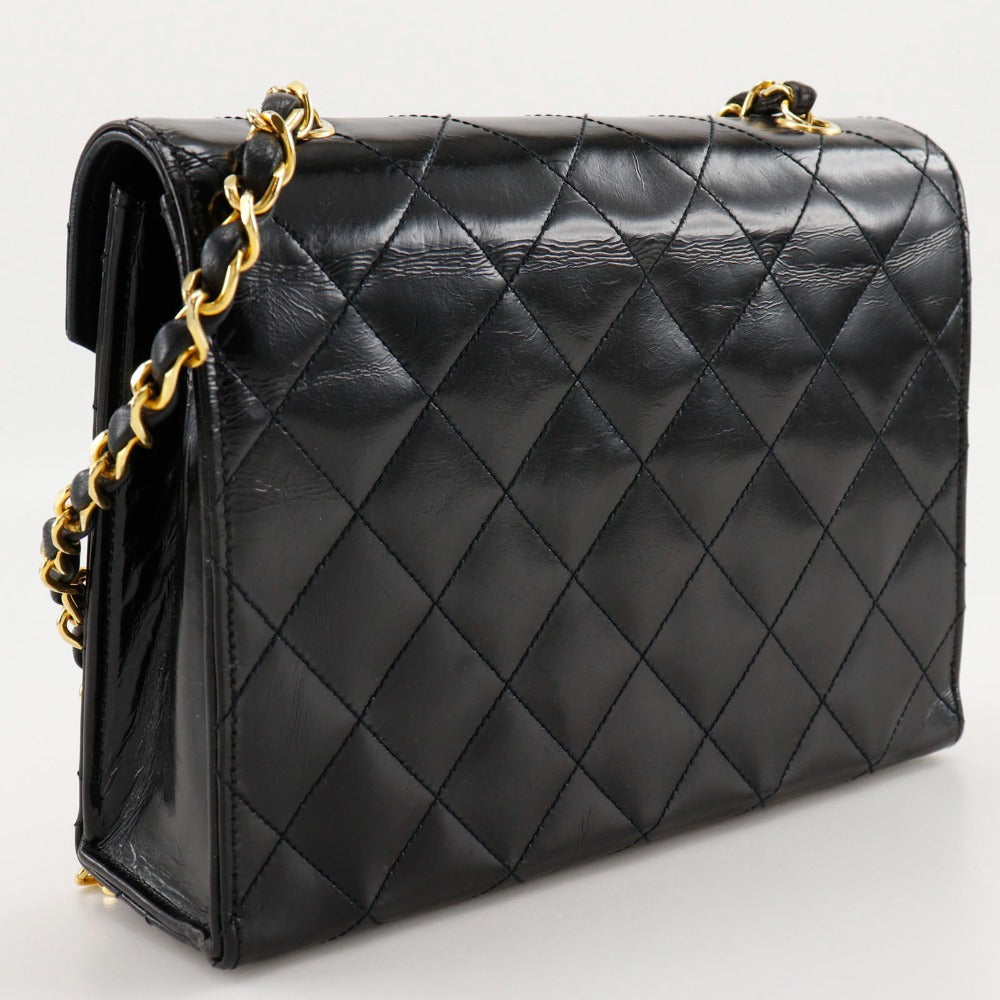 Chanel enamel Decacoco Matelasse ChainShoulder Black Shoulder Bag