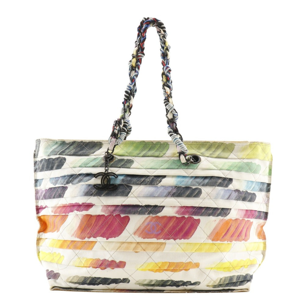 Chanel Colorama Multicolor White Canvas Tote Bag