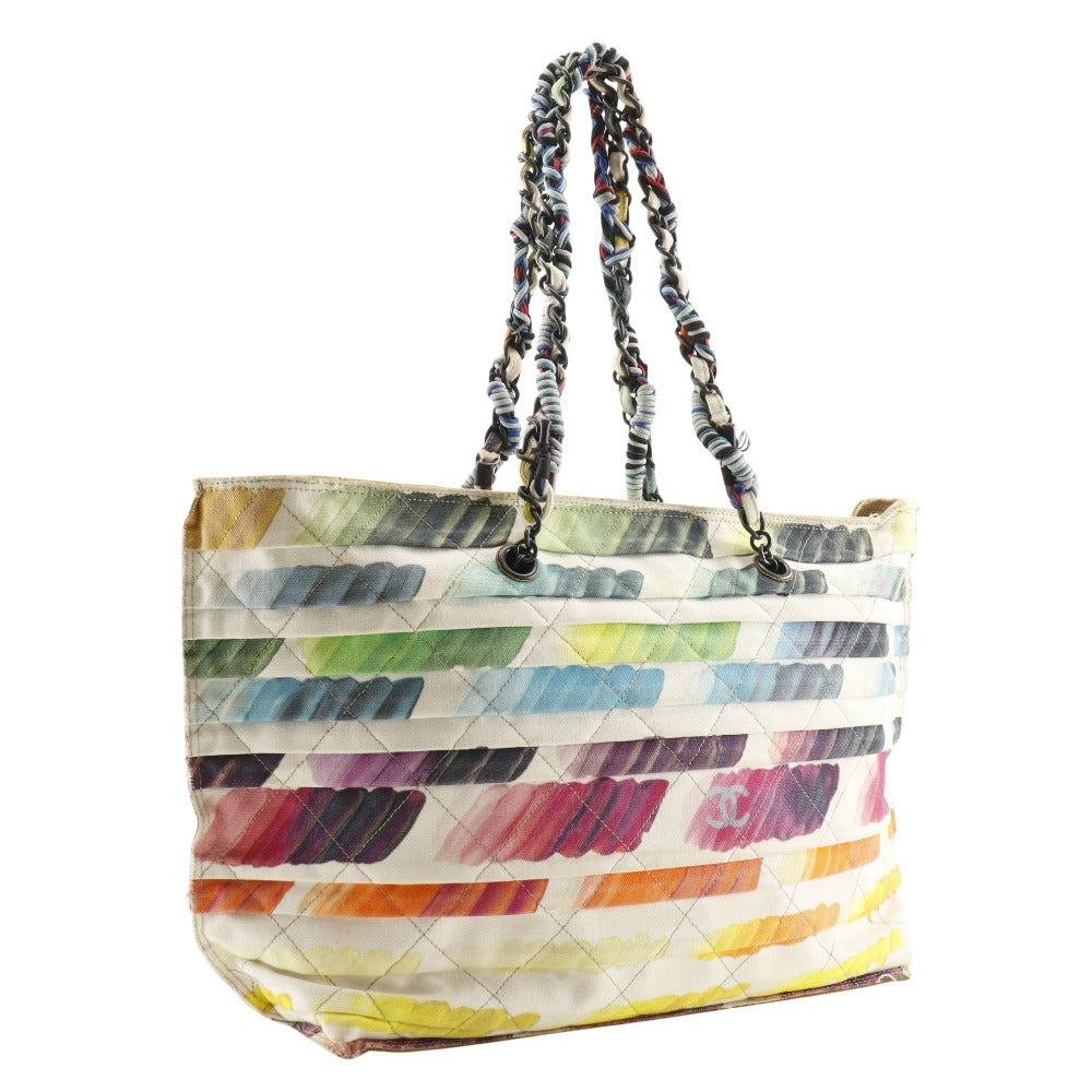 Chanel Colorama Multicolor White Canvas Tote Bag