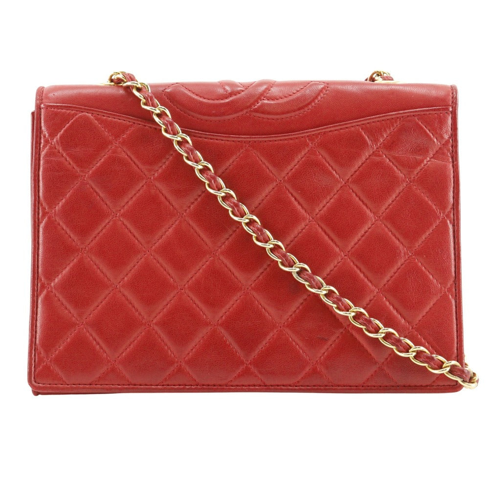 Chanel lambskin Matrasse COCO Mark ChainShoulder Red Shoulder Bag