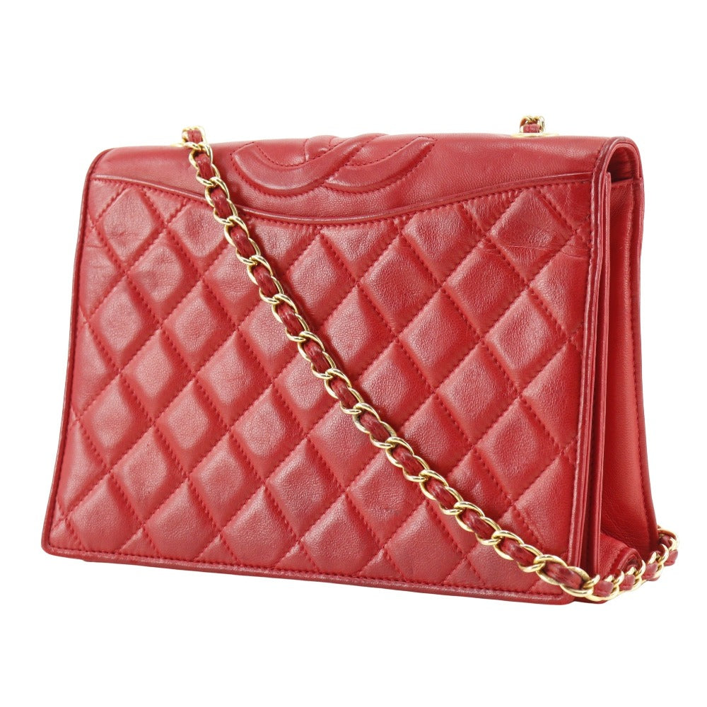 Chanel lambskin Matrasse COCO Mark ChainShoulder Red Shoulder Bag