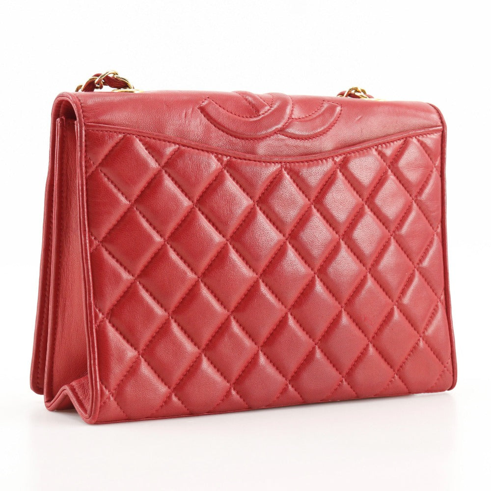 Chanel lambskin Matrasse COCO Mark ChainShoulder Red Shoulder Bag