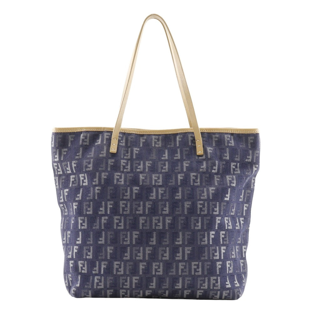 Fendi Handbag Tote Bag Zucchino Women Leather Denim Blue