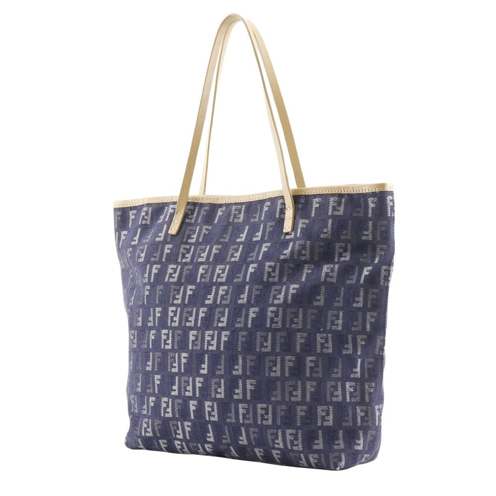Fendi Handbag Tote Bag Zucchino Women Leather Denim Blue