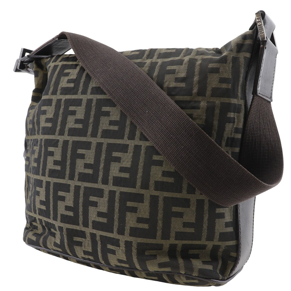 Fendi Shoulder Bag One Belt Zucca Women Canvas Nylon Brown