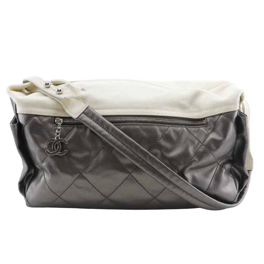 Chanel Coated one belt Paris Biarritz Silver Canvas Coated Canvas Apparel