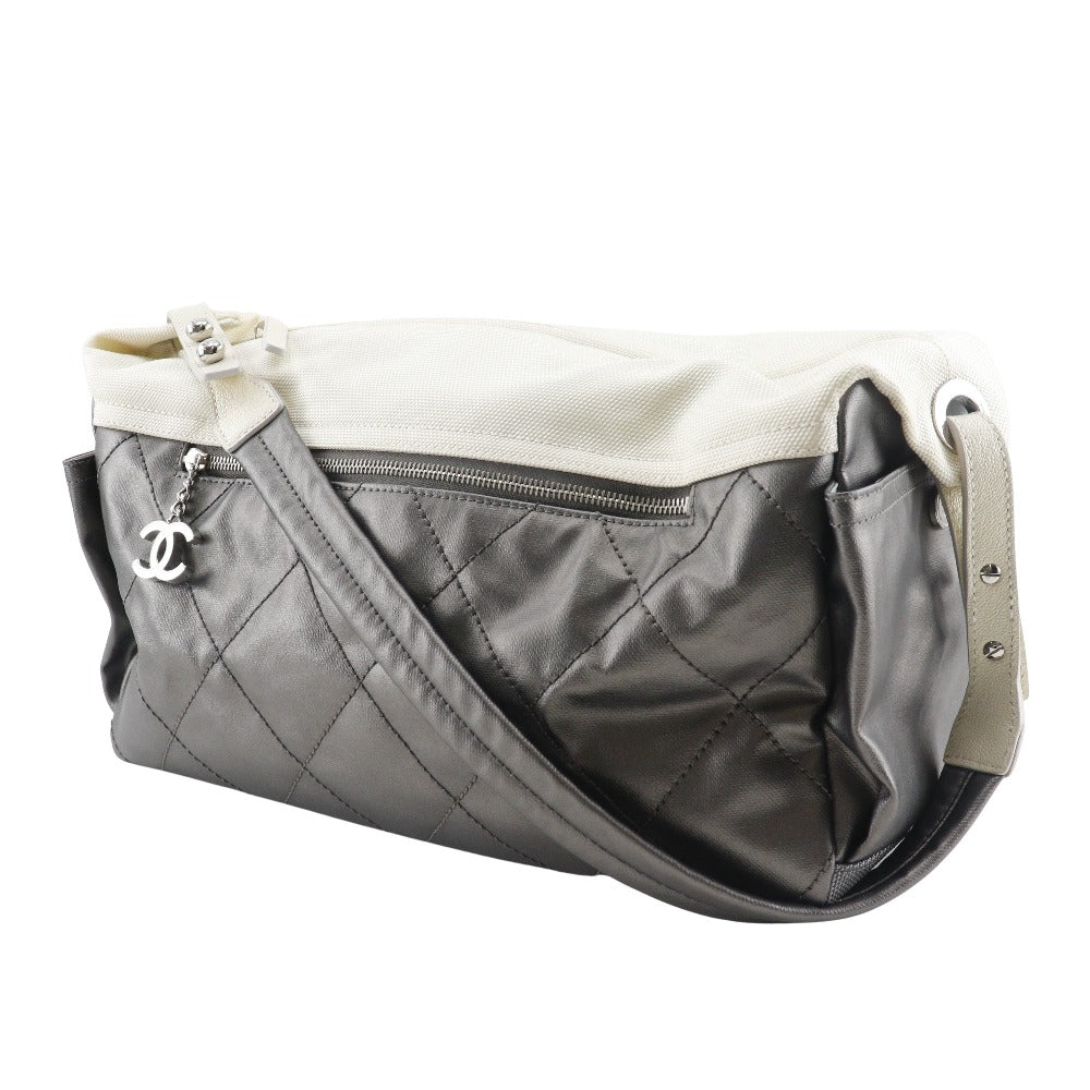 Chanel Coated one belt Paris Biarritz Silver Canvas Coated Canvas Apparel