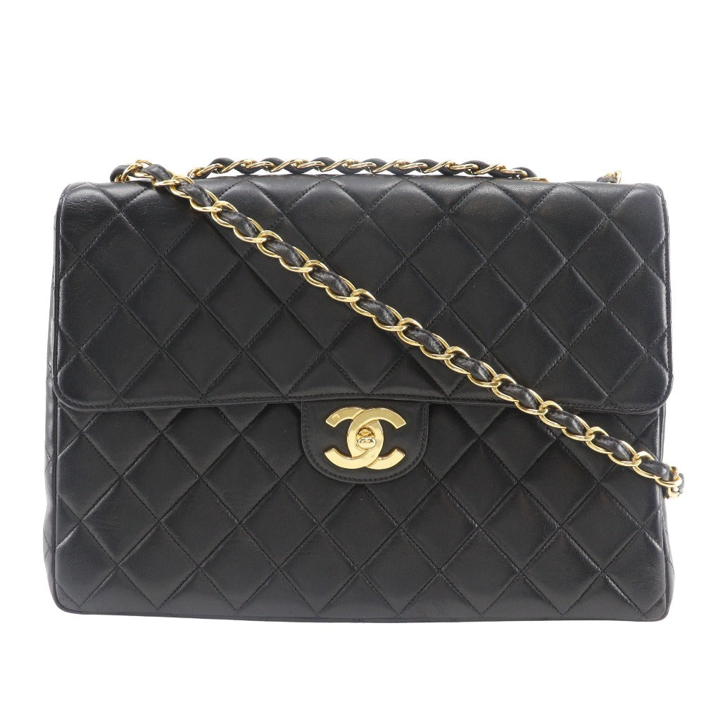 Chanel lambskin Double Deca Trasse Black Shoulder Bag