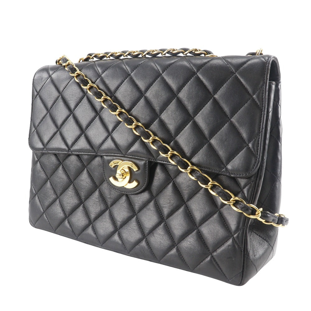 Chanel lambskin Double Deca Trasse Black Shoulder Bag