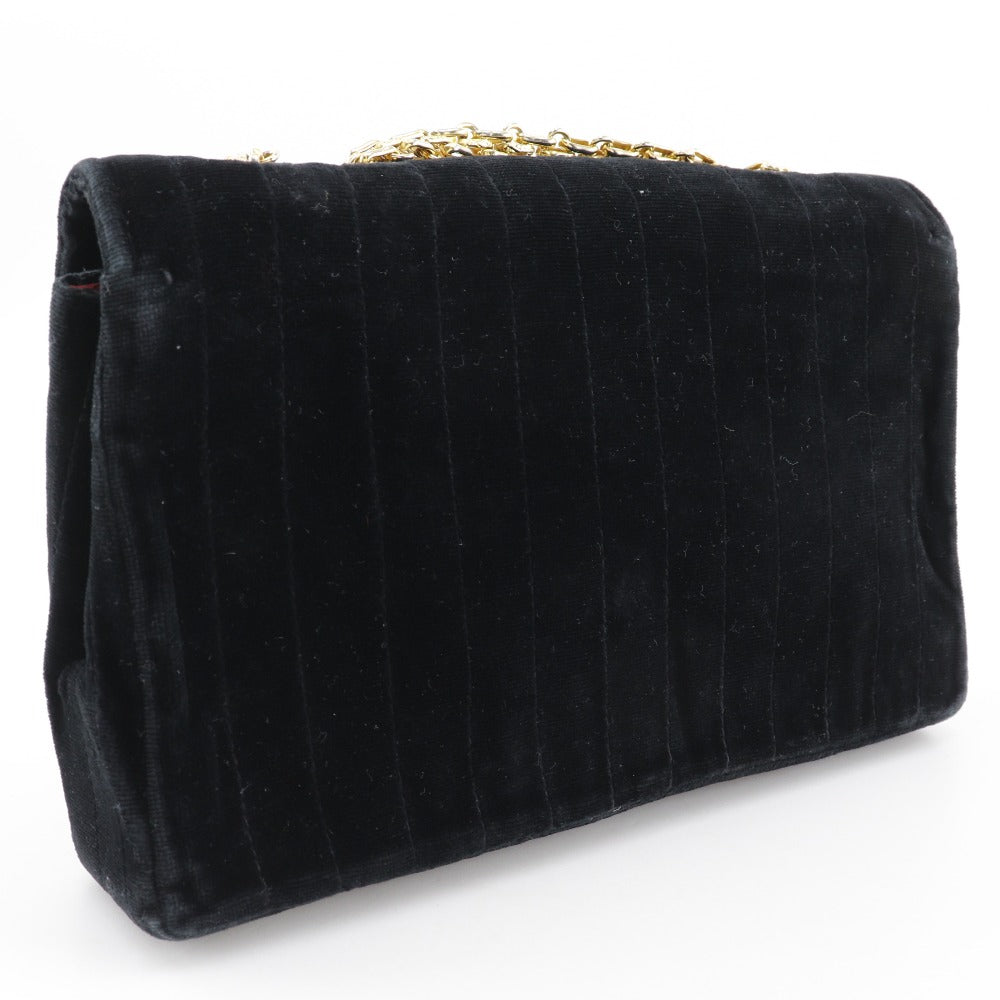 Chanel Velor Mademoiselle ChainShoulder Black Shoulder Bag