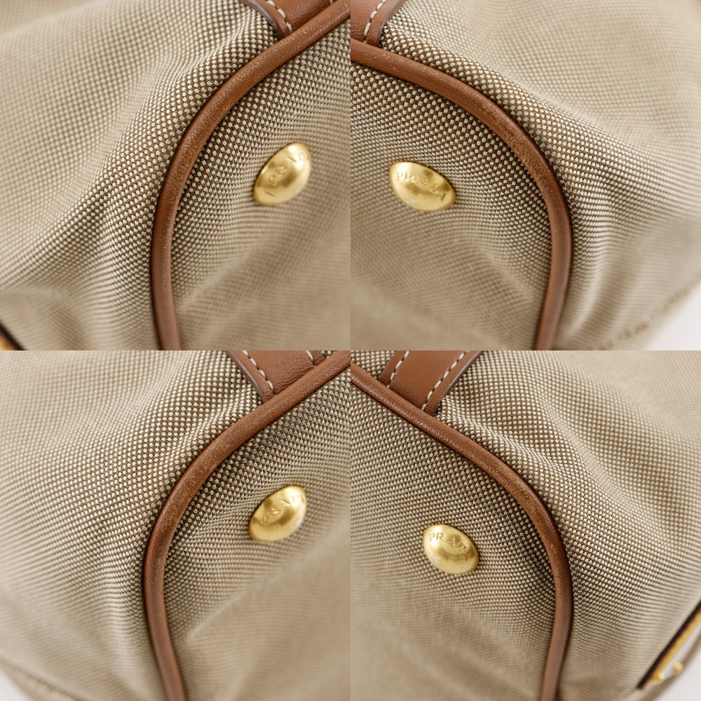 Prada Prada Logo Canvas Leather Handbag Bn1841 Travel Bag