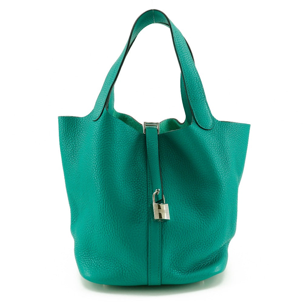 Taurillon Clemence Pico Lock Mm Women Green Tan Travel Bag