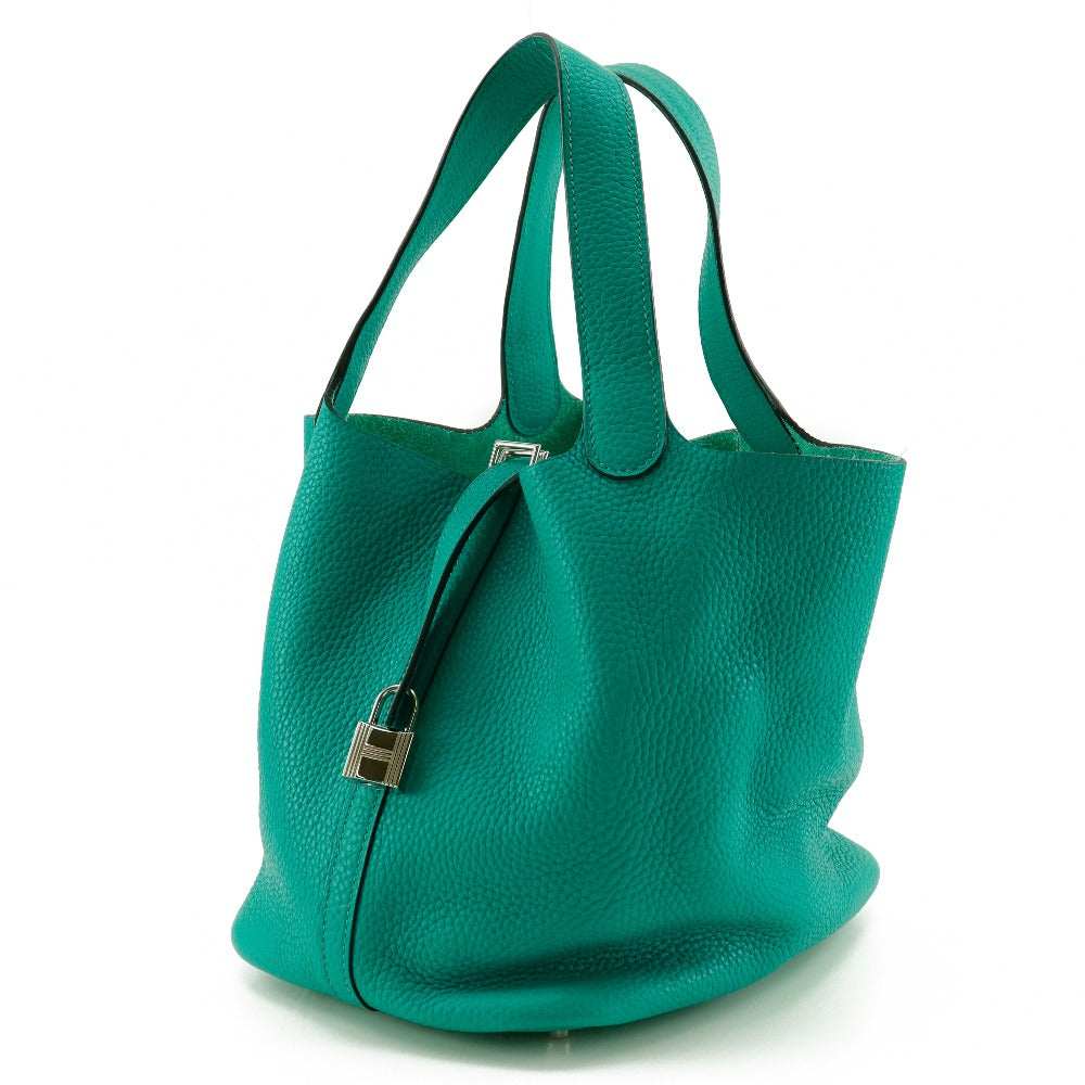 Taurillon Clemence Pico Lock Mm Women Green Tan Travel Bag