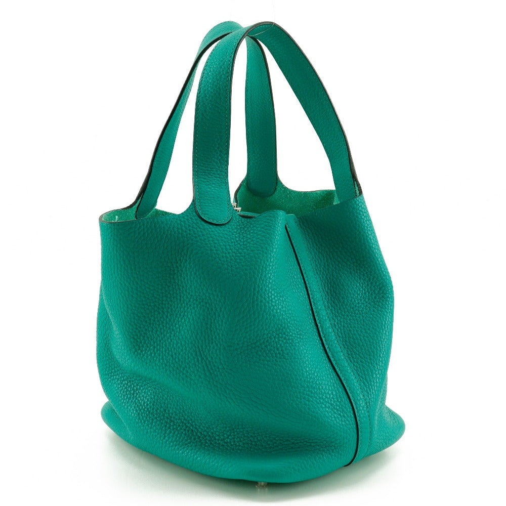Taurillon Clemence Pico Lock Mm Women Green Tan Travel Bag