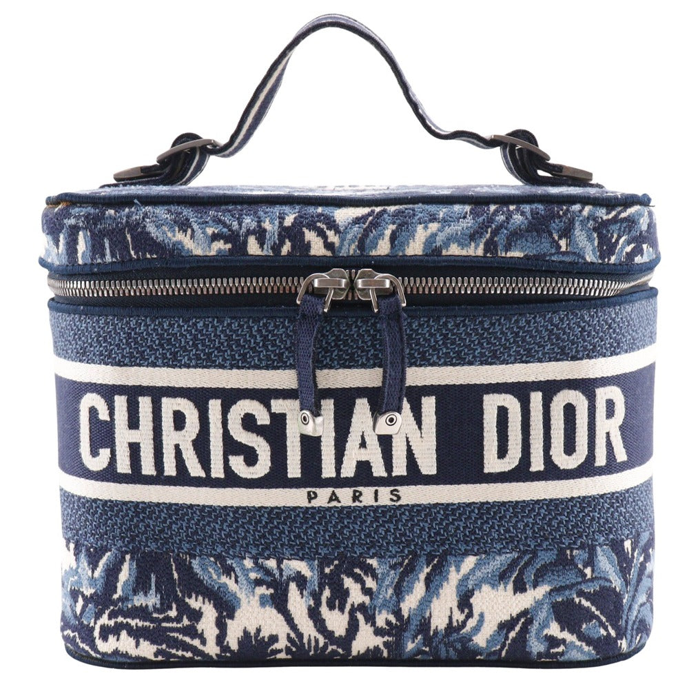 Dior Handbag Embroidery Palms Travel Vanity Women Canvas White Travel Bag